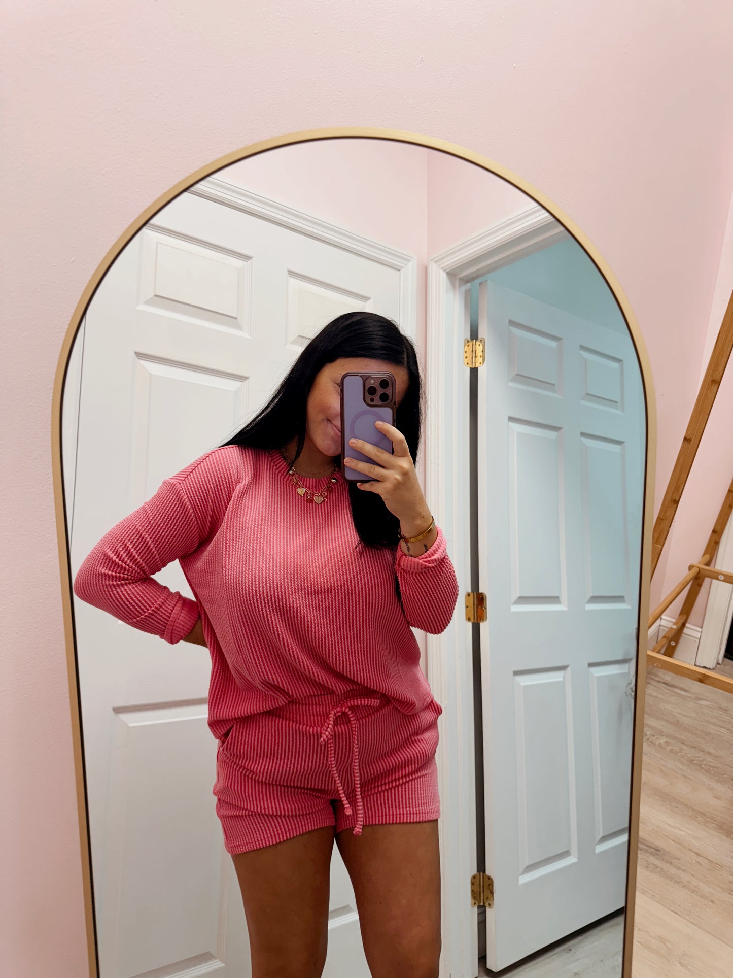 Raised Rib Long Sleeve Tee & Shorts Set