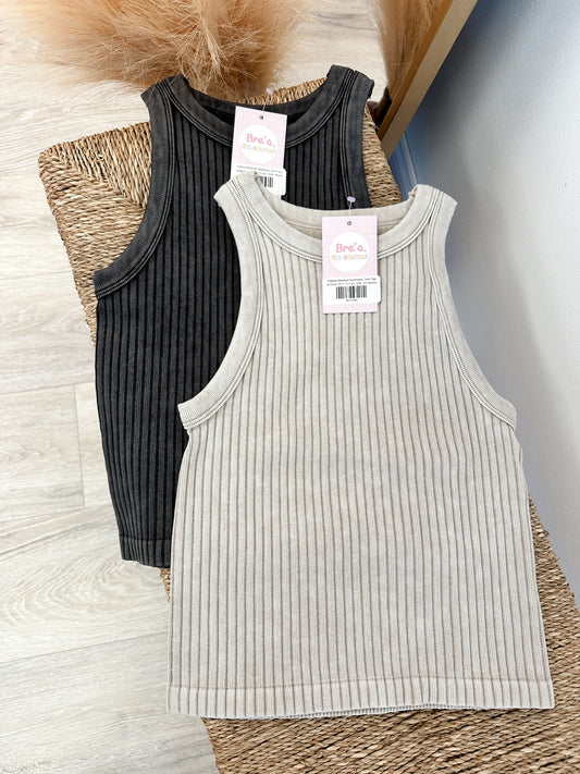 Ribbed Washed Seamless Tank Top