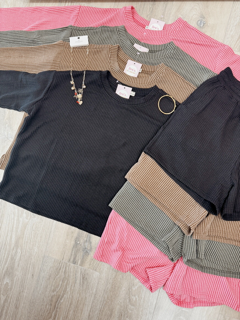 Raised Rib Long Sleeve Tee & Shorts Set