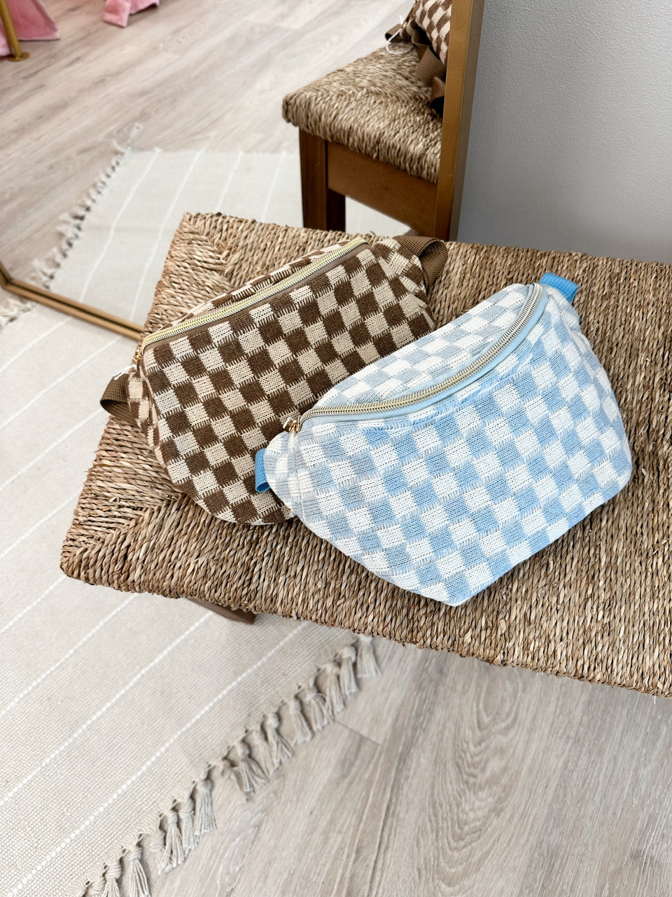 Checkered Waist Crossbody Sling Bag