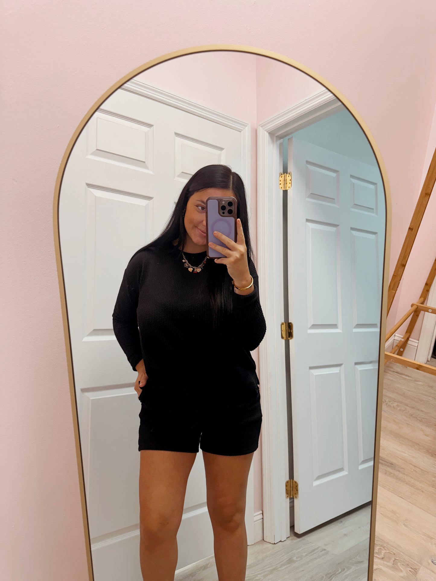 Raised Rib Long Sleeve Tee & Shorts Set