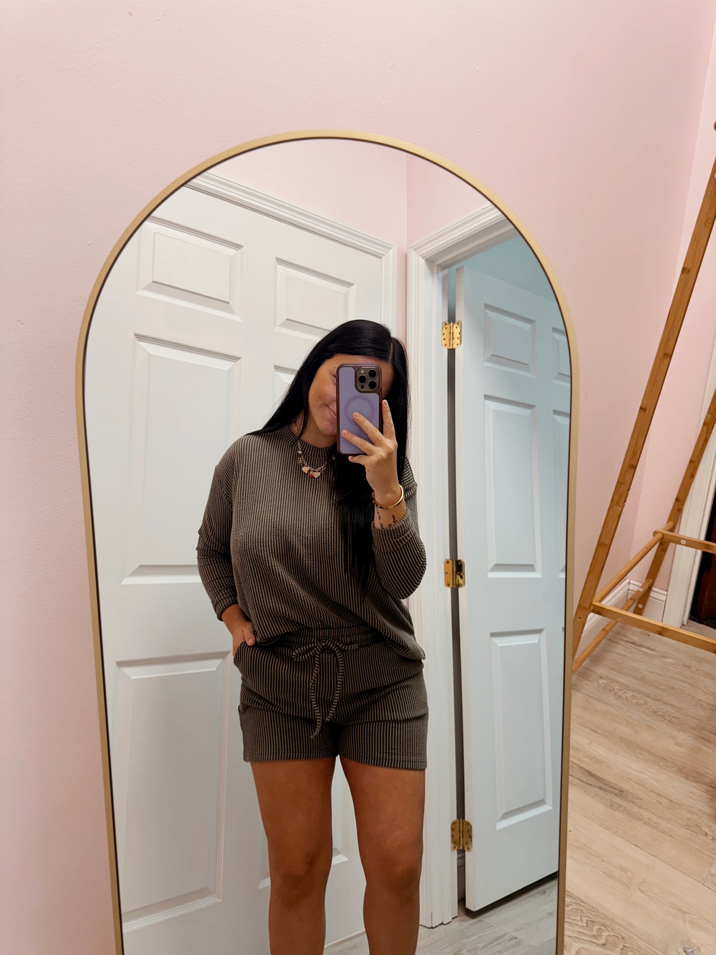 Raised Rib Long Sleeve Tee & Shorts Set