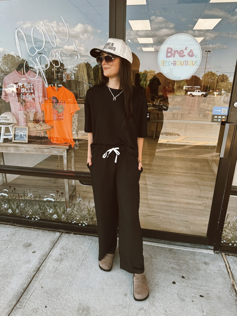 Raised Rib Short Sleeve Tee & Pants Set (4 colors) **READ DESCRIPTION**