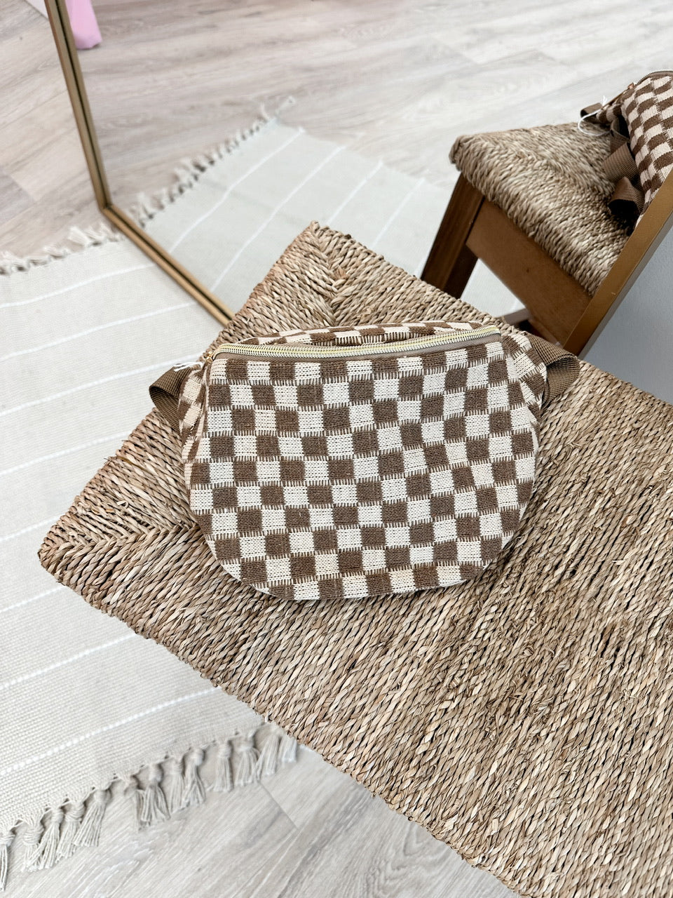 Checkered Waist Crossbody Sling Bag