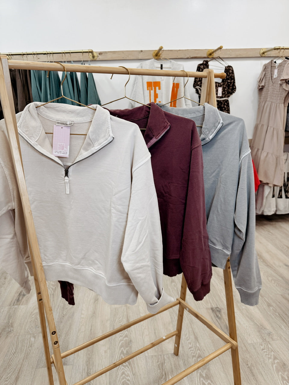 F/terry Pigment Dye & Enzyem Washed Half Zip Top