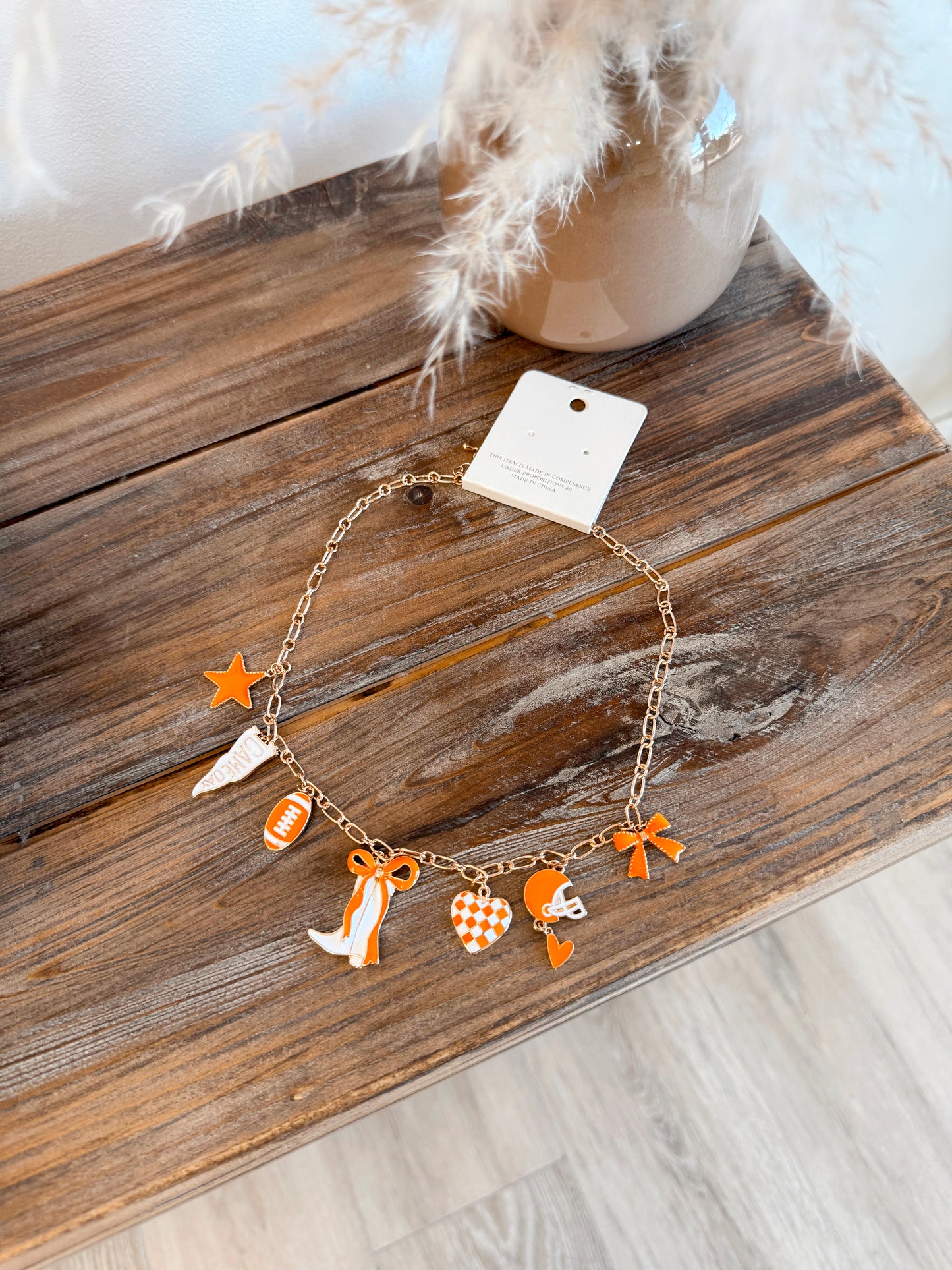 Vols Football Theme Charm Necklace