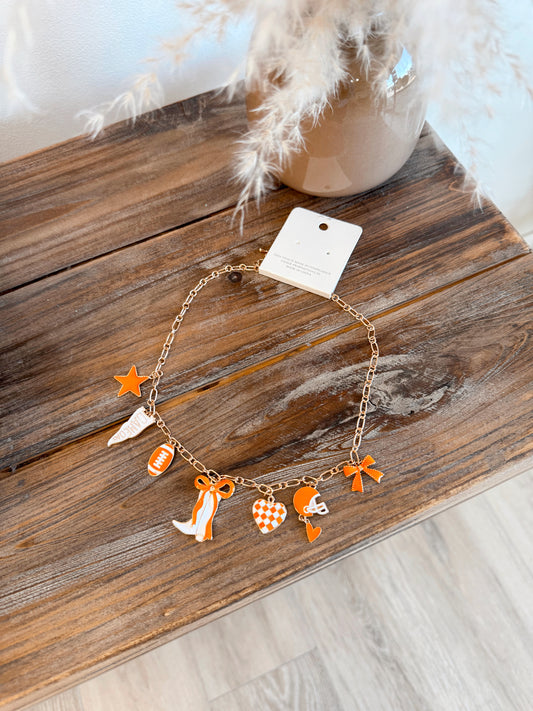 Vols Football Theme Charm Necklace