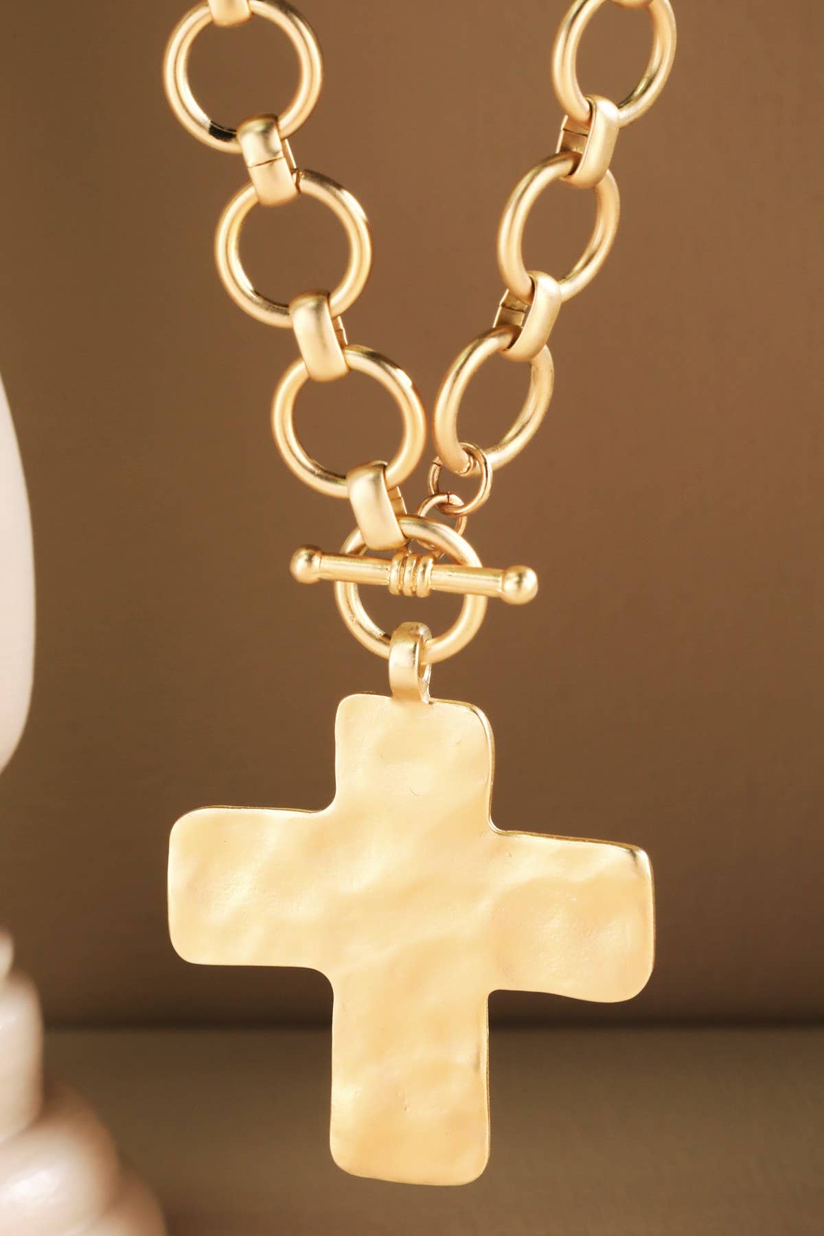 Hammered Cross Necklace