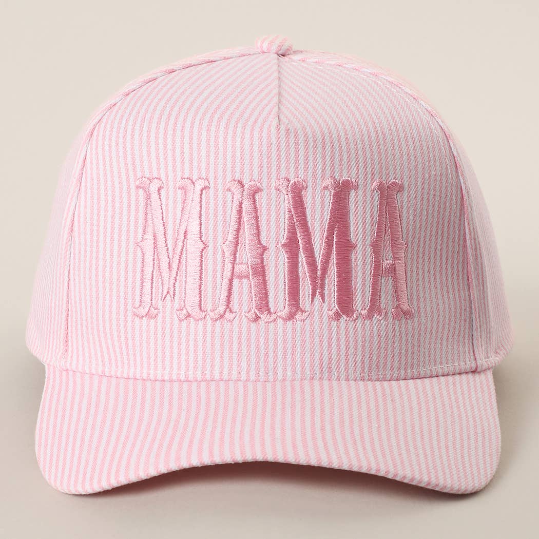 MAMA Striped Trucker Hat : PINK/RED