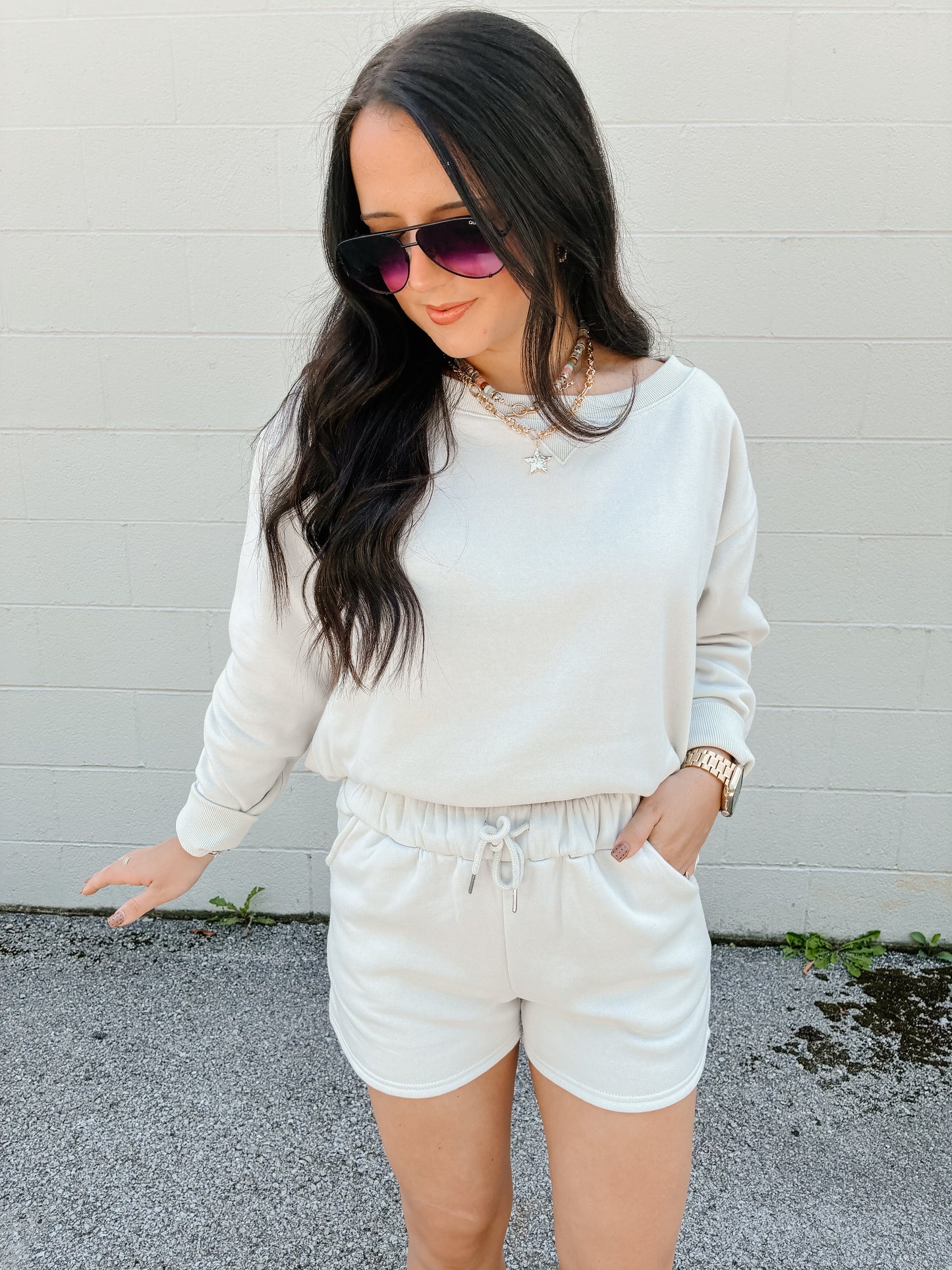 Cozy Day Fleece Short Set - Bone