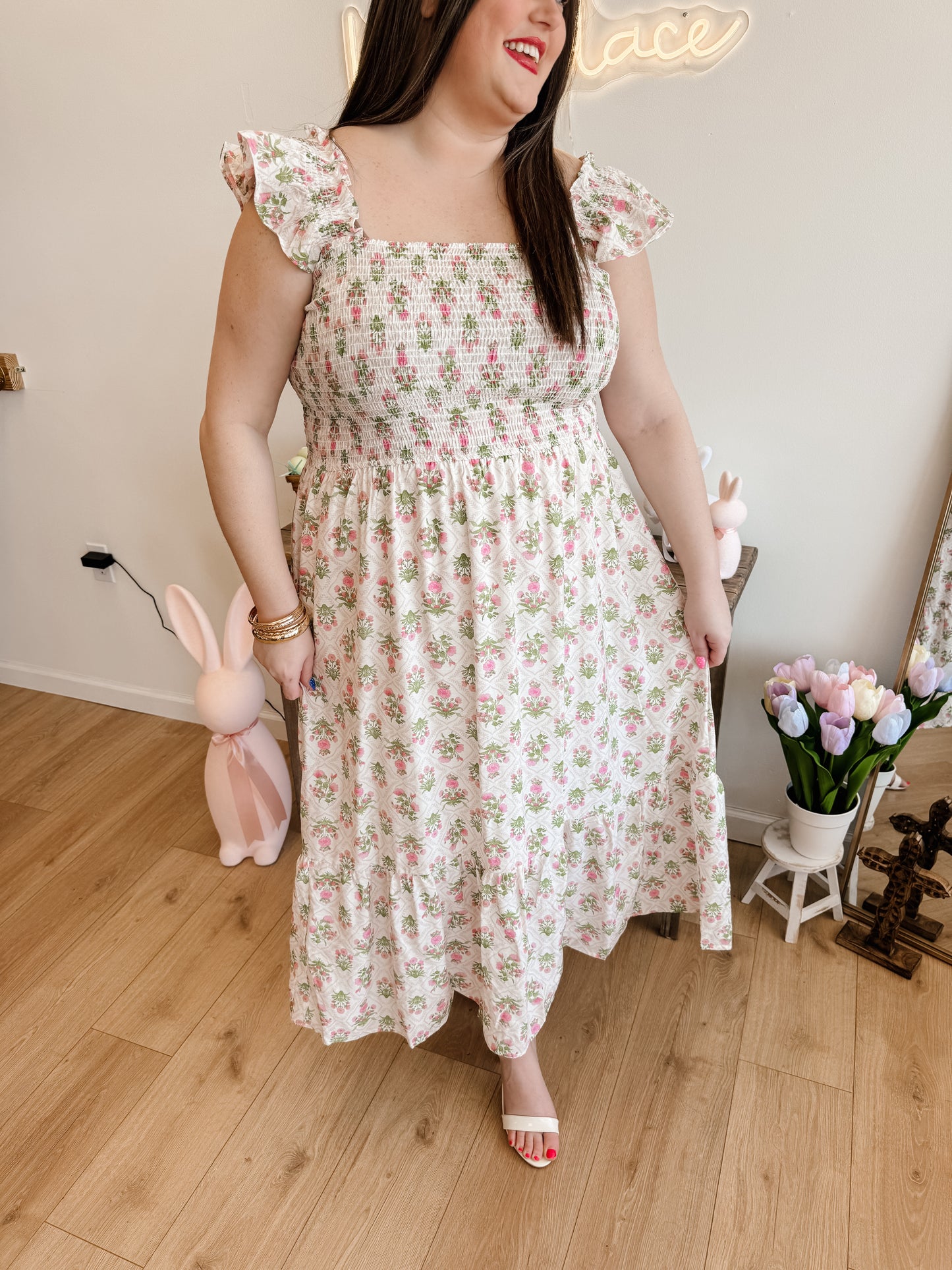 Mia Pink Midi Dress