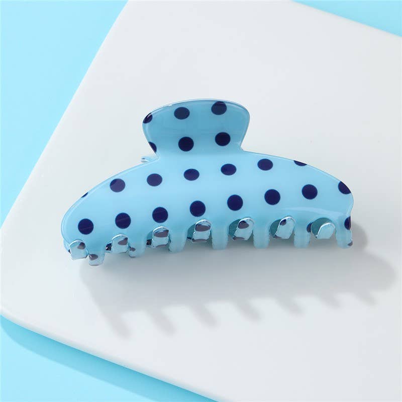 Retro Polka Dot Hair Claw Blue