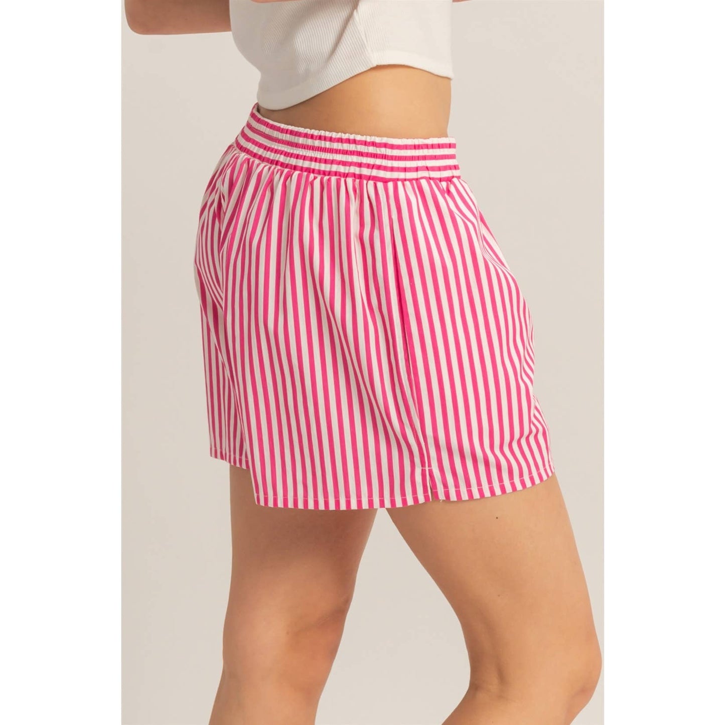 Striped Elastic Waist Boxer Shorts