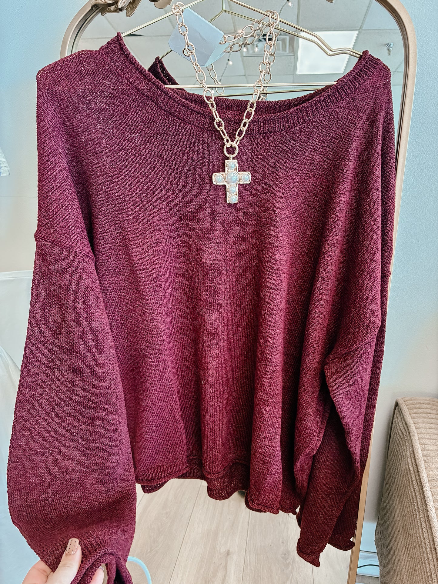 Winter Wine Knit Sweater