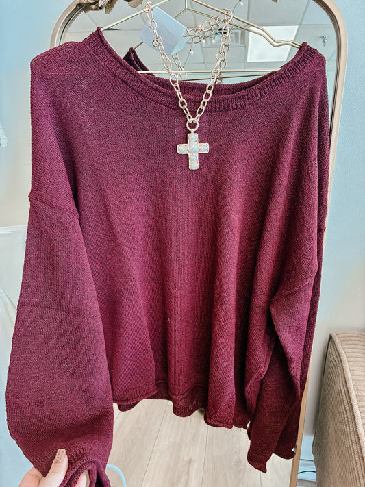 Winter Wine Knit Sweater