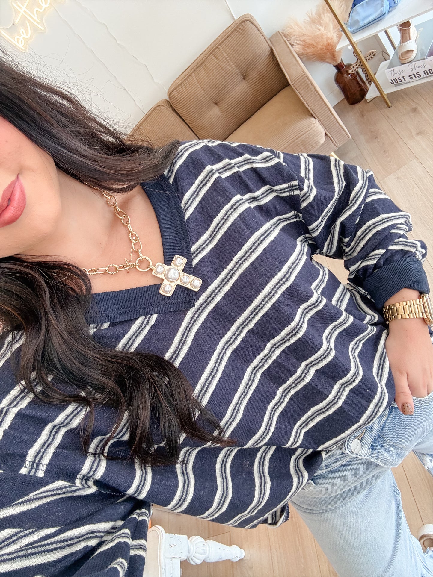 Lydia Stripe Long Sleeve - Navy