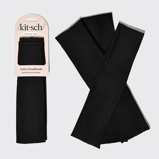 Recycled Active Headbands 3pc Set- Black