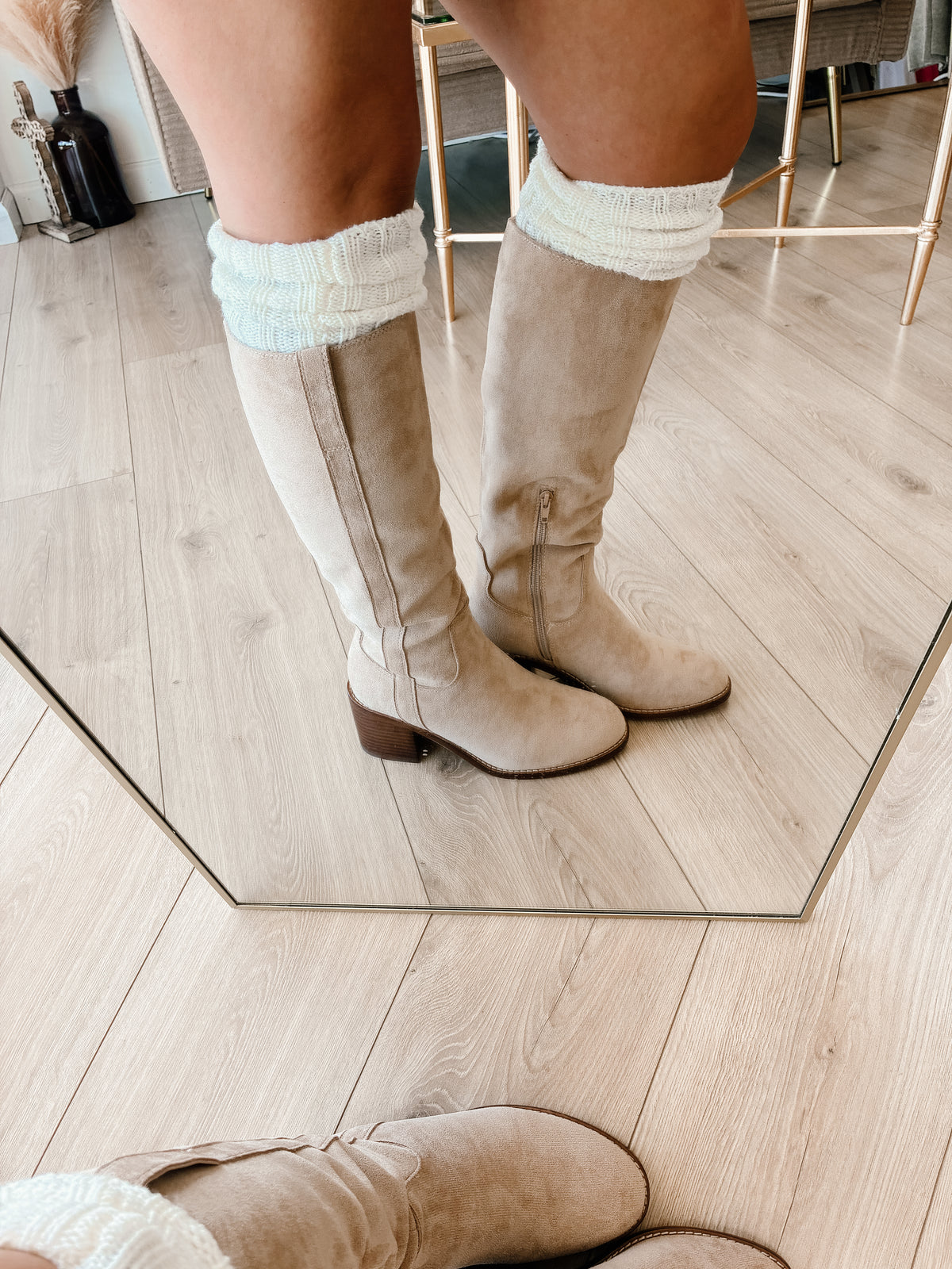 Thigh-High Cable Knit Socks