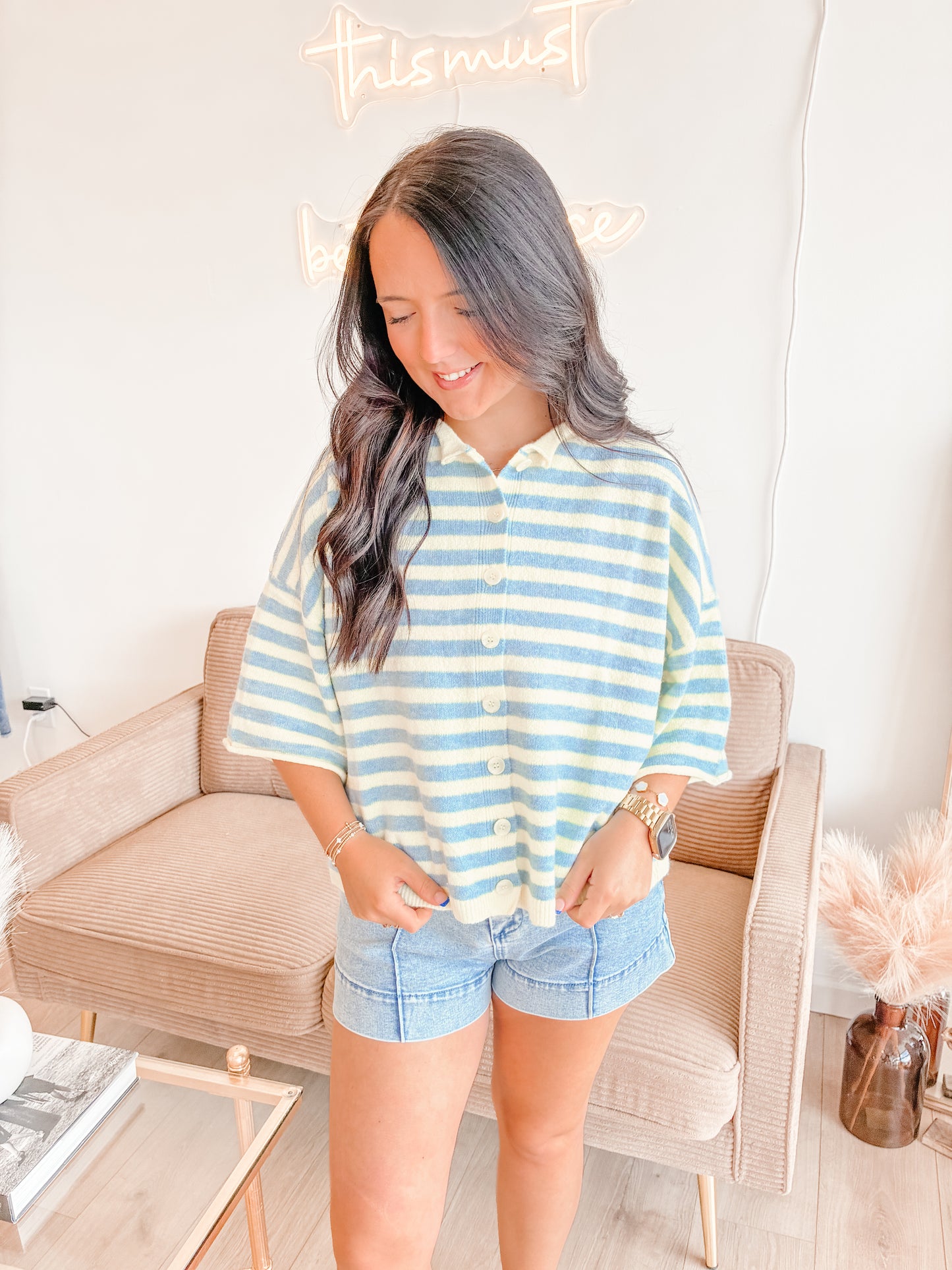 Blueberry Lemonade Button Cardigan