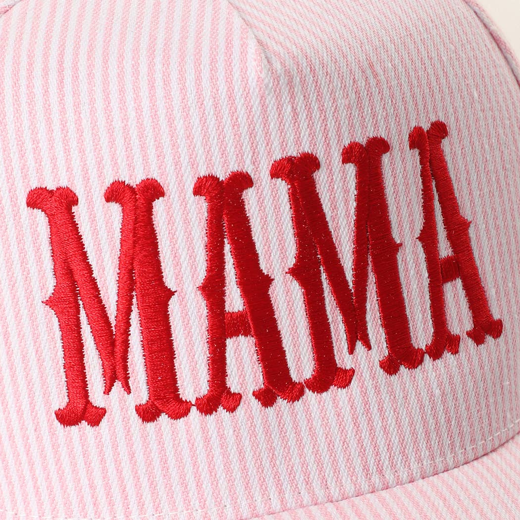 MAMA Striped Trucker Hat : PINK/RED