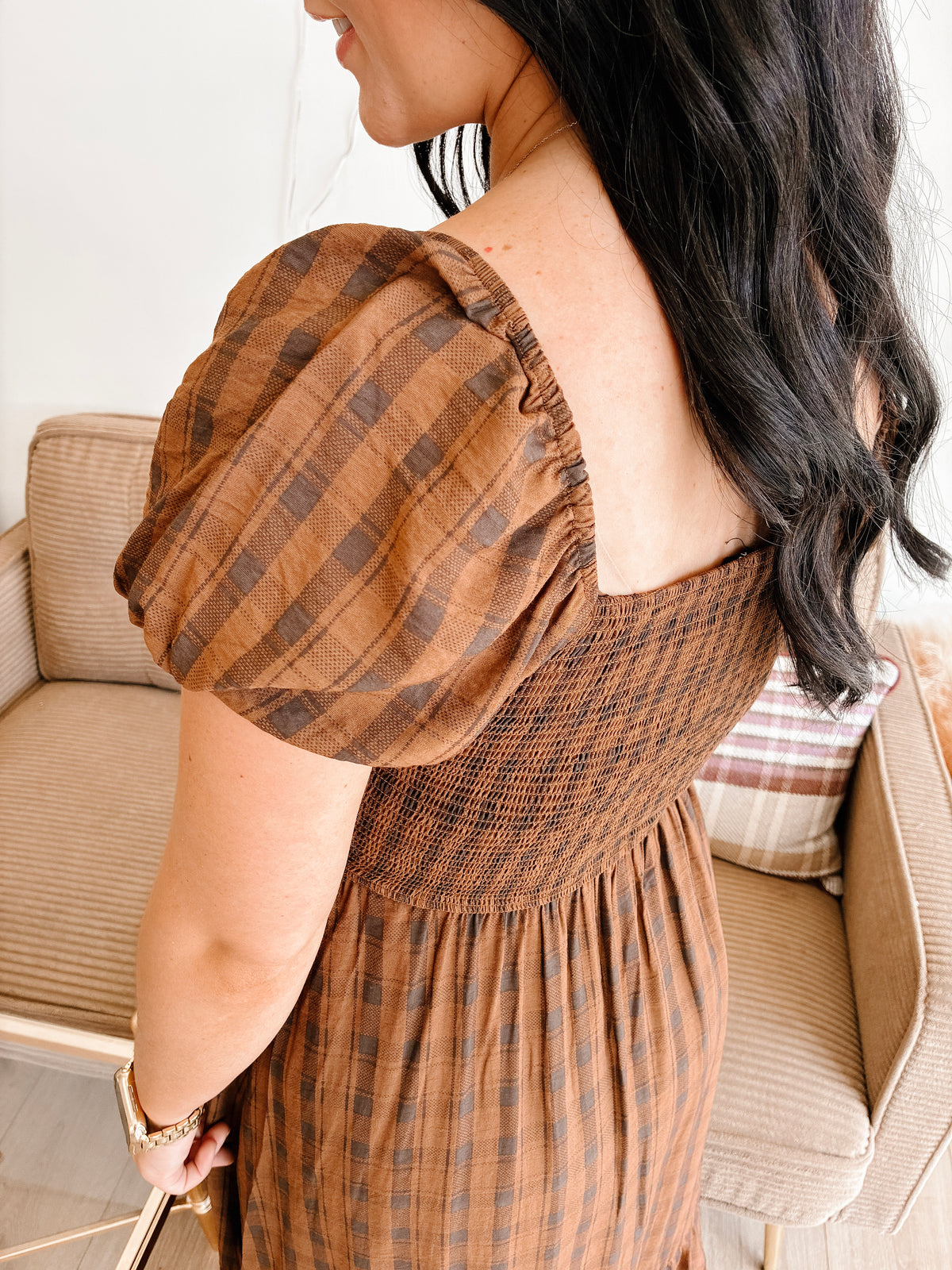 Apple Pickin' Midi Dress - Brown