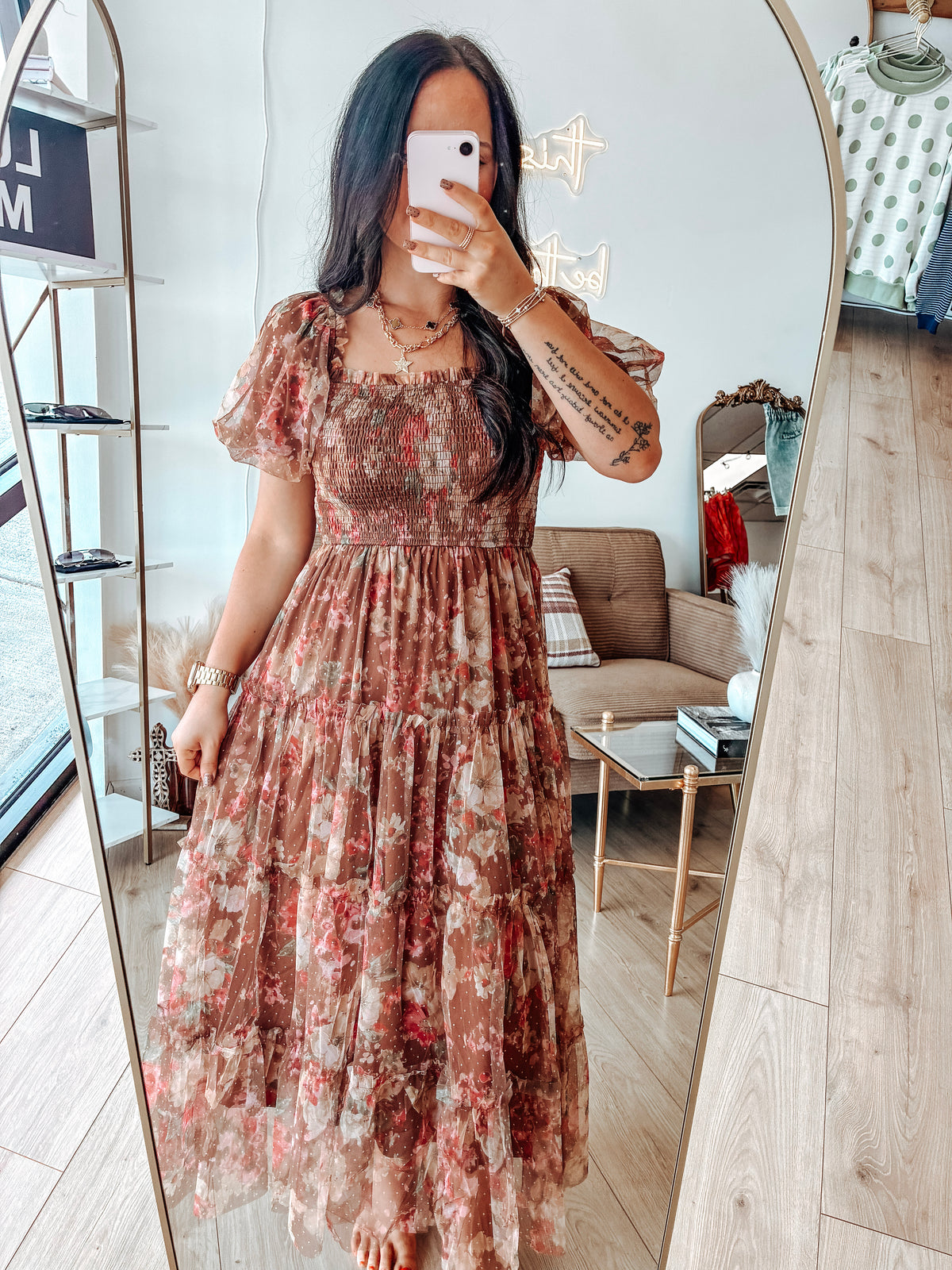 Autumn Amber Midi Dress