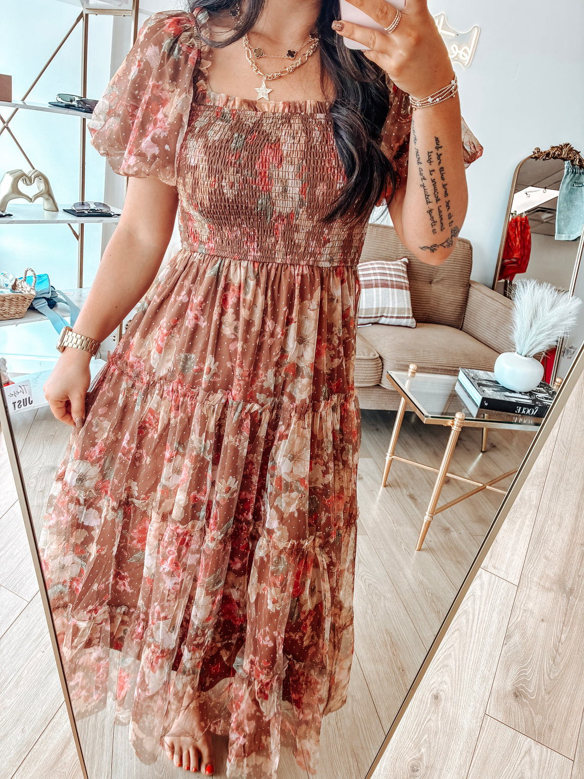 Autumn Amber Midi Dress