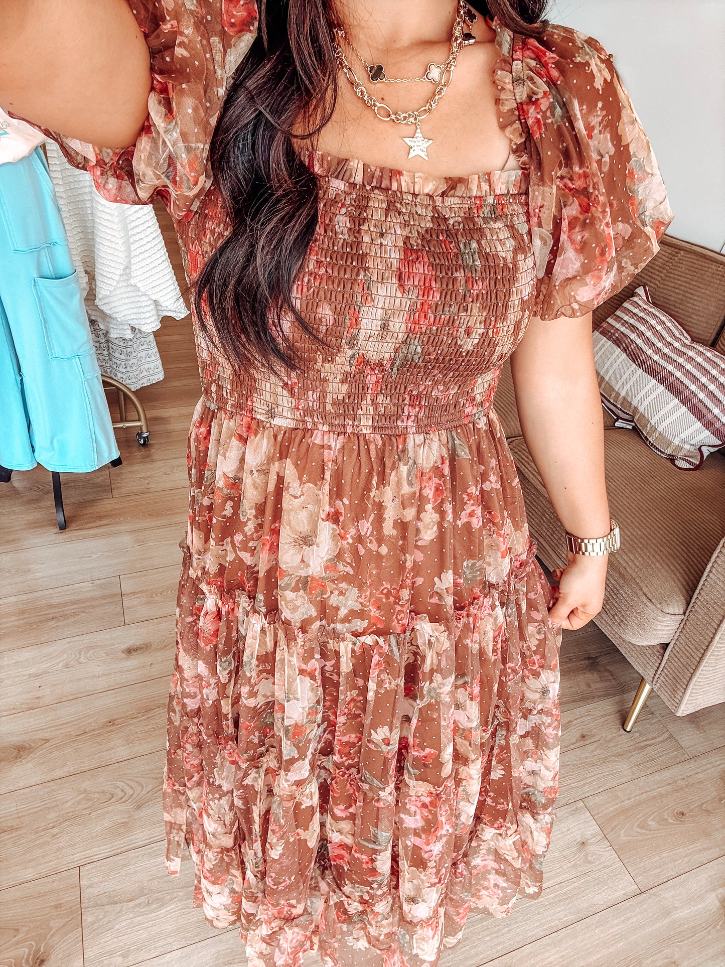 Autumn Amber Midi Dress