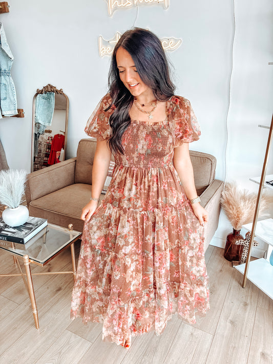 Autumn Amber Midi Dress