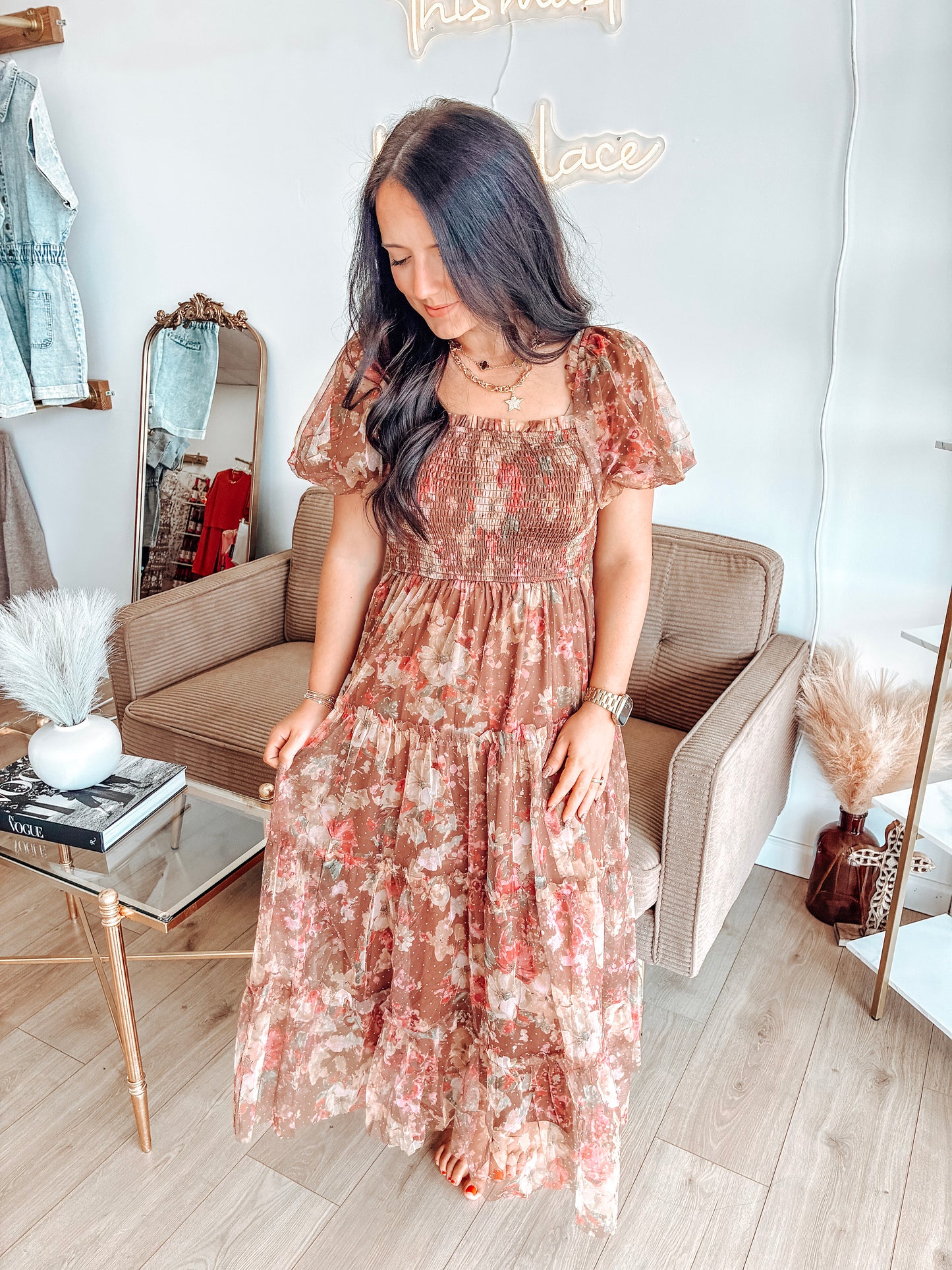 Autumn Amber Midi Dress