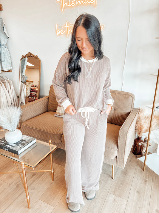 Busy Day Ribbed Set - Mocha