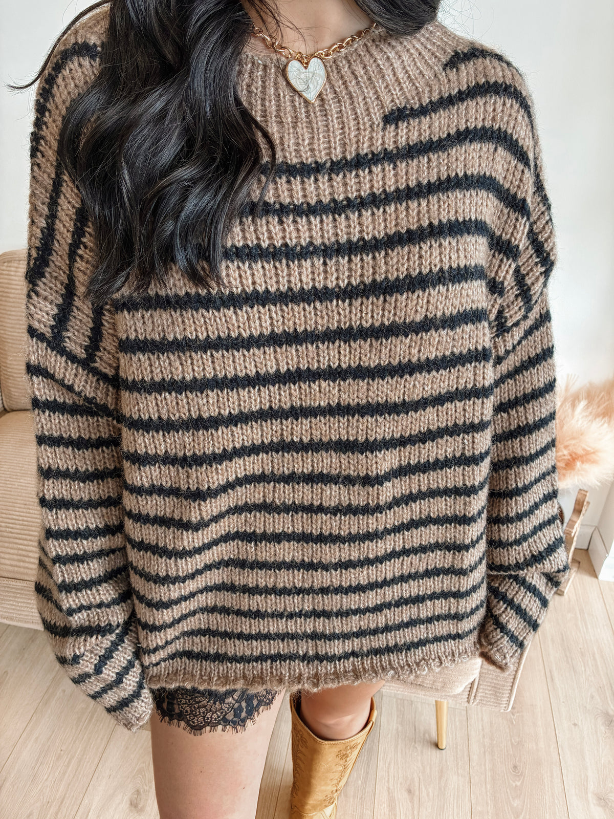 Autumn Skies Knit Sweater - Khaki