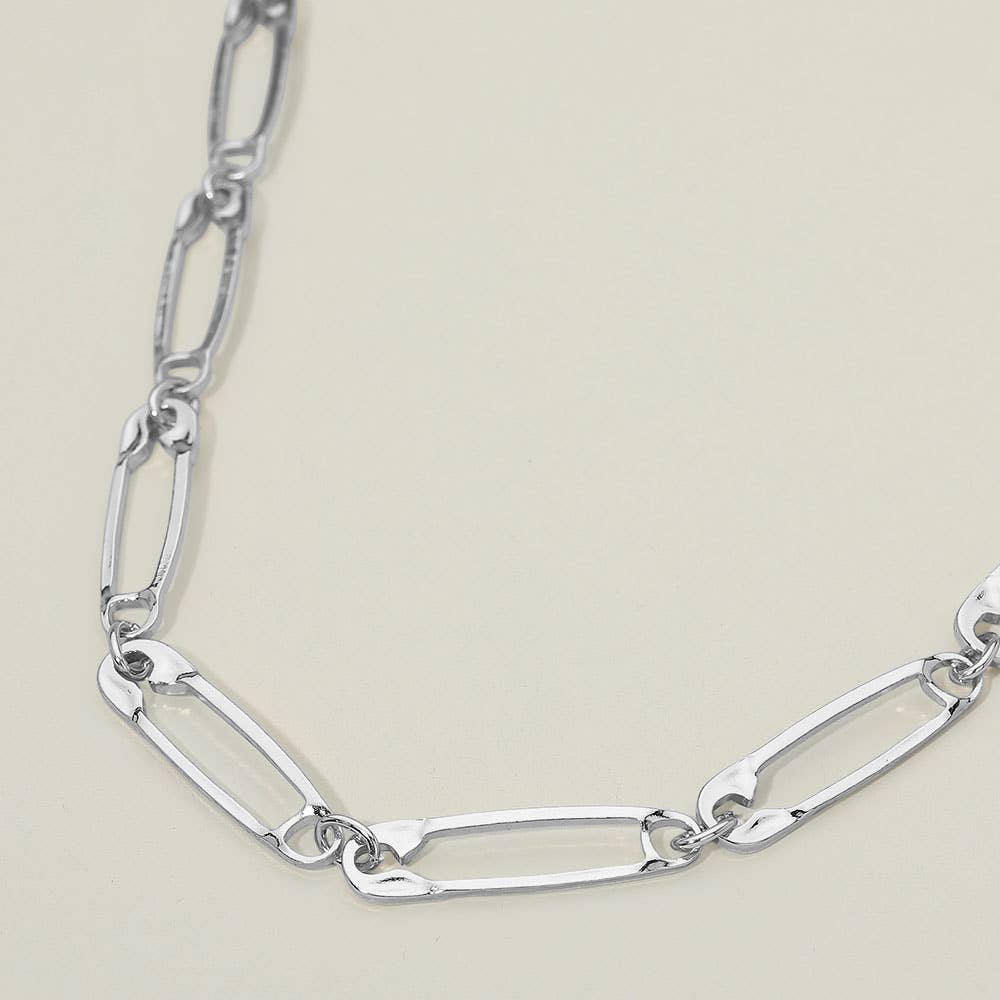 Safety Pin Link Chain Necklace