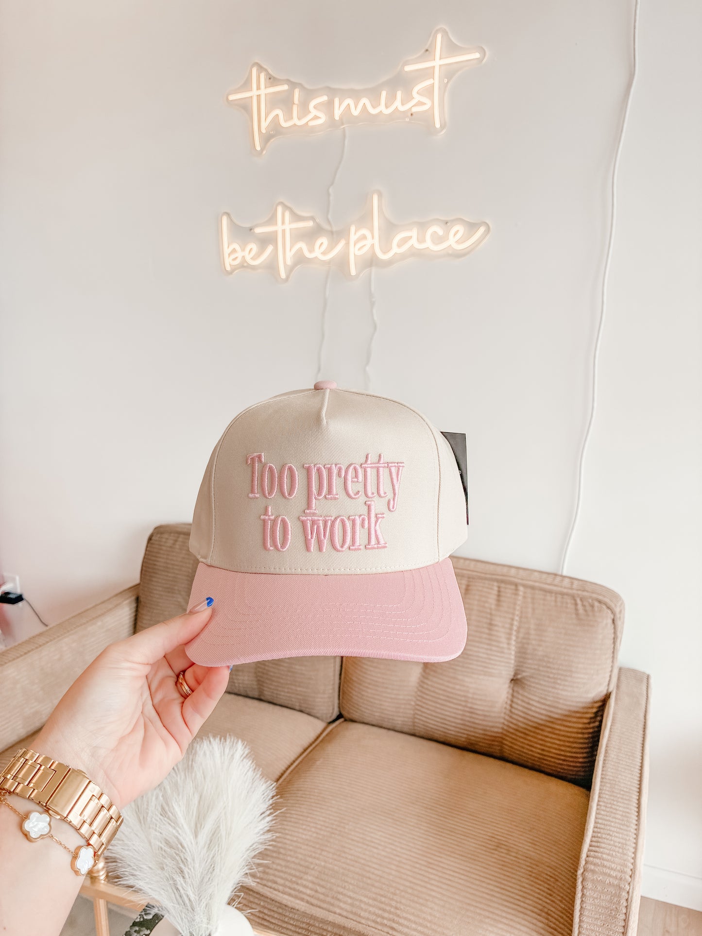 Pastel Pink Too Pretty to Work Hat