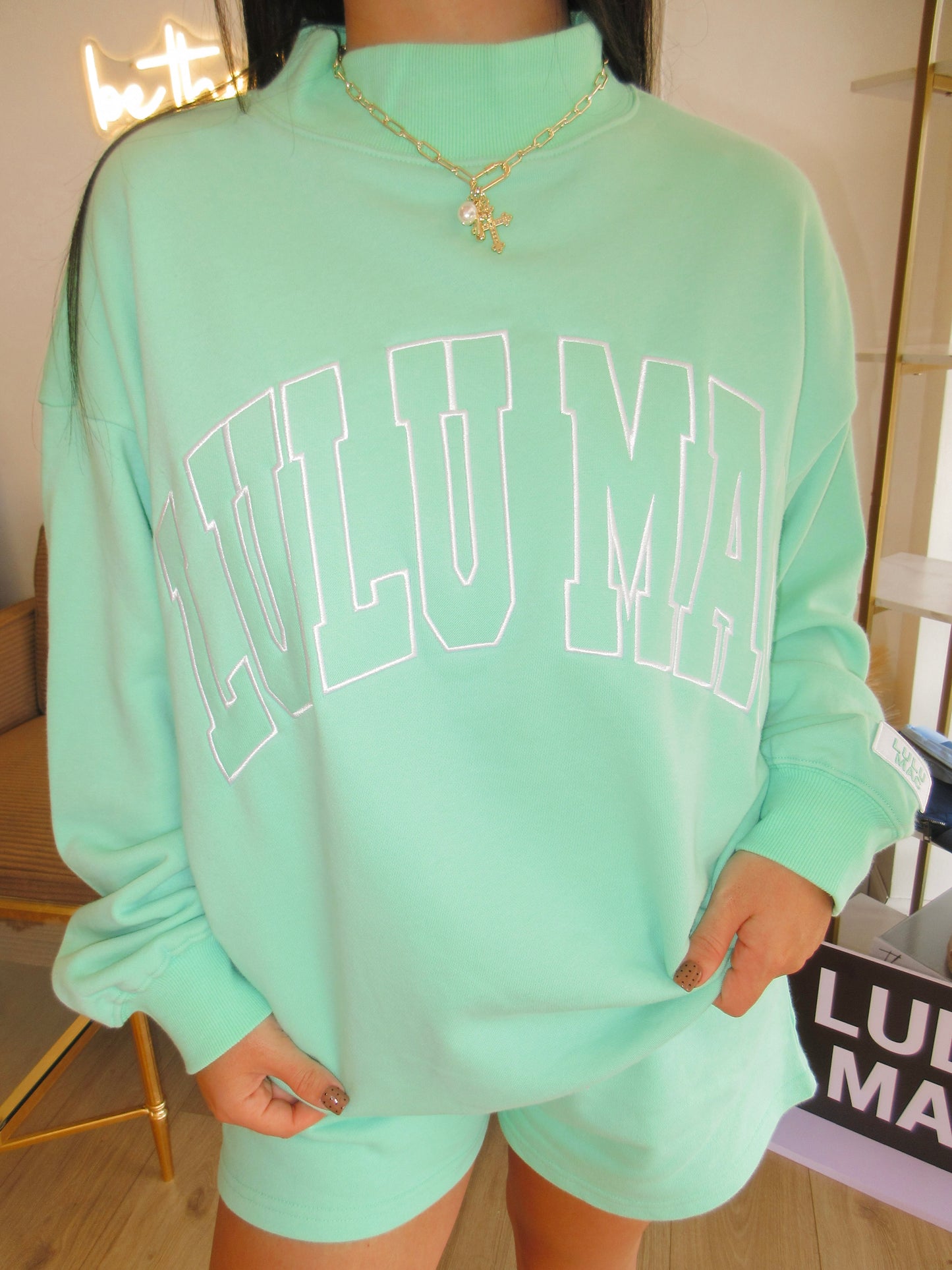Seafoam Terry Cloth LULUMAC Mockneck