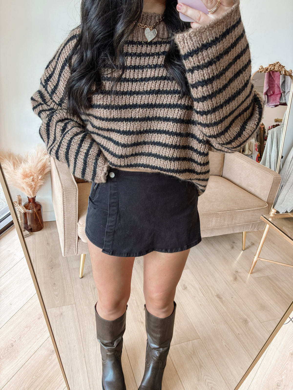 Turning Seasons Denim Skort - Black