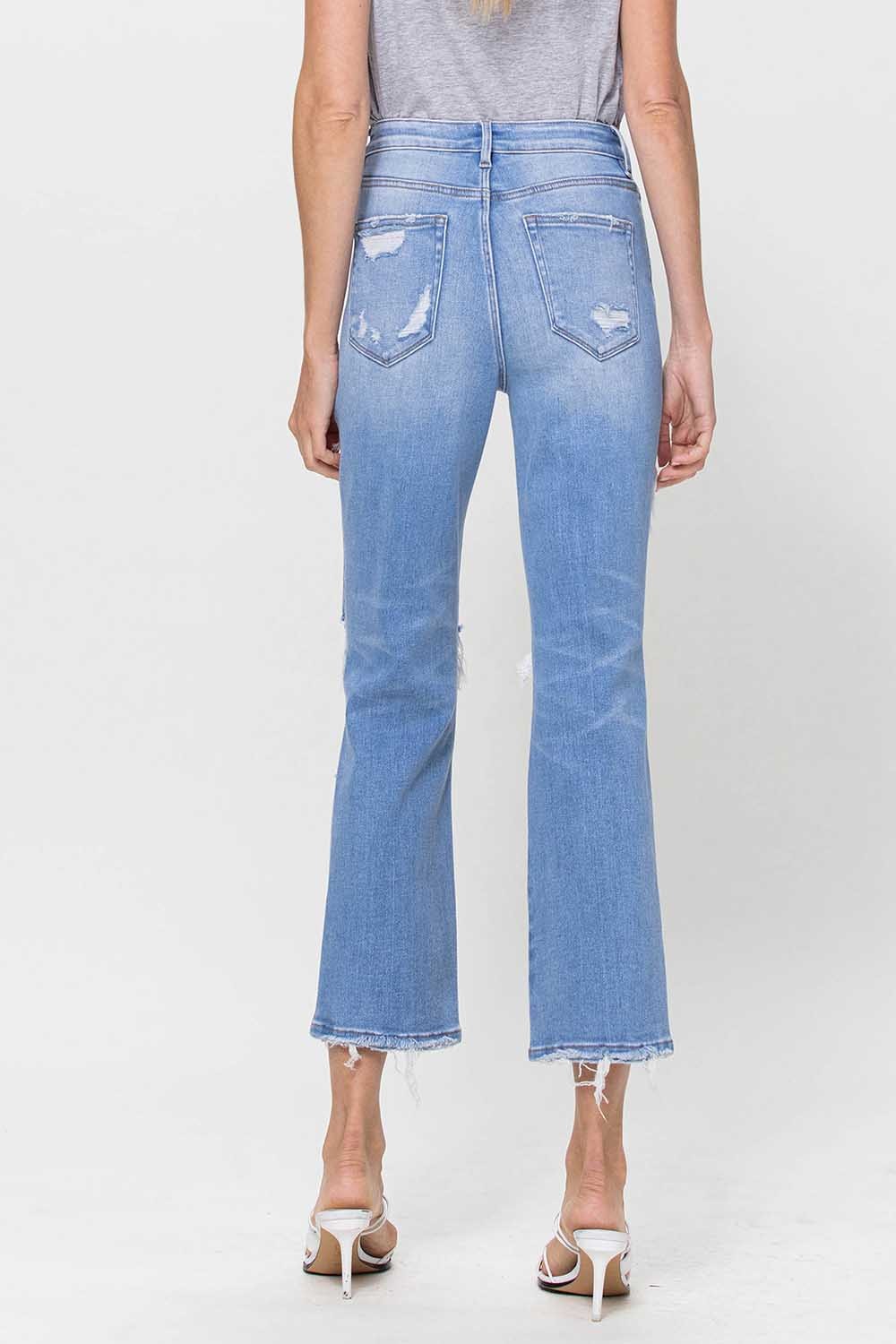 Super High Rise Distressed Crop Straight Jeans