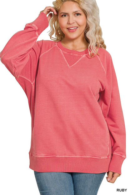 Pigment Dyed French Terry Pullover With Pockets