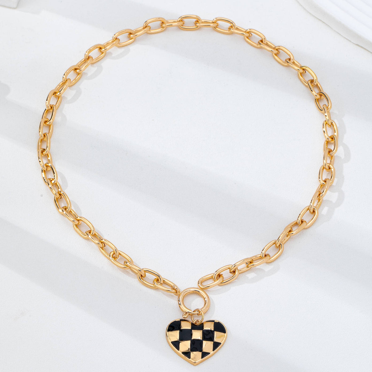 Checker Heart Toggle Necklace