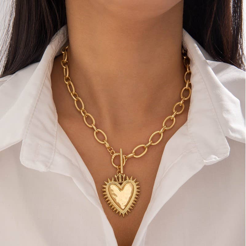 Spiked Heart Toggle Necklace