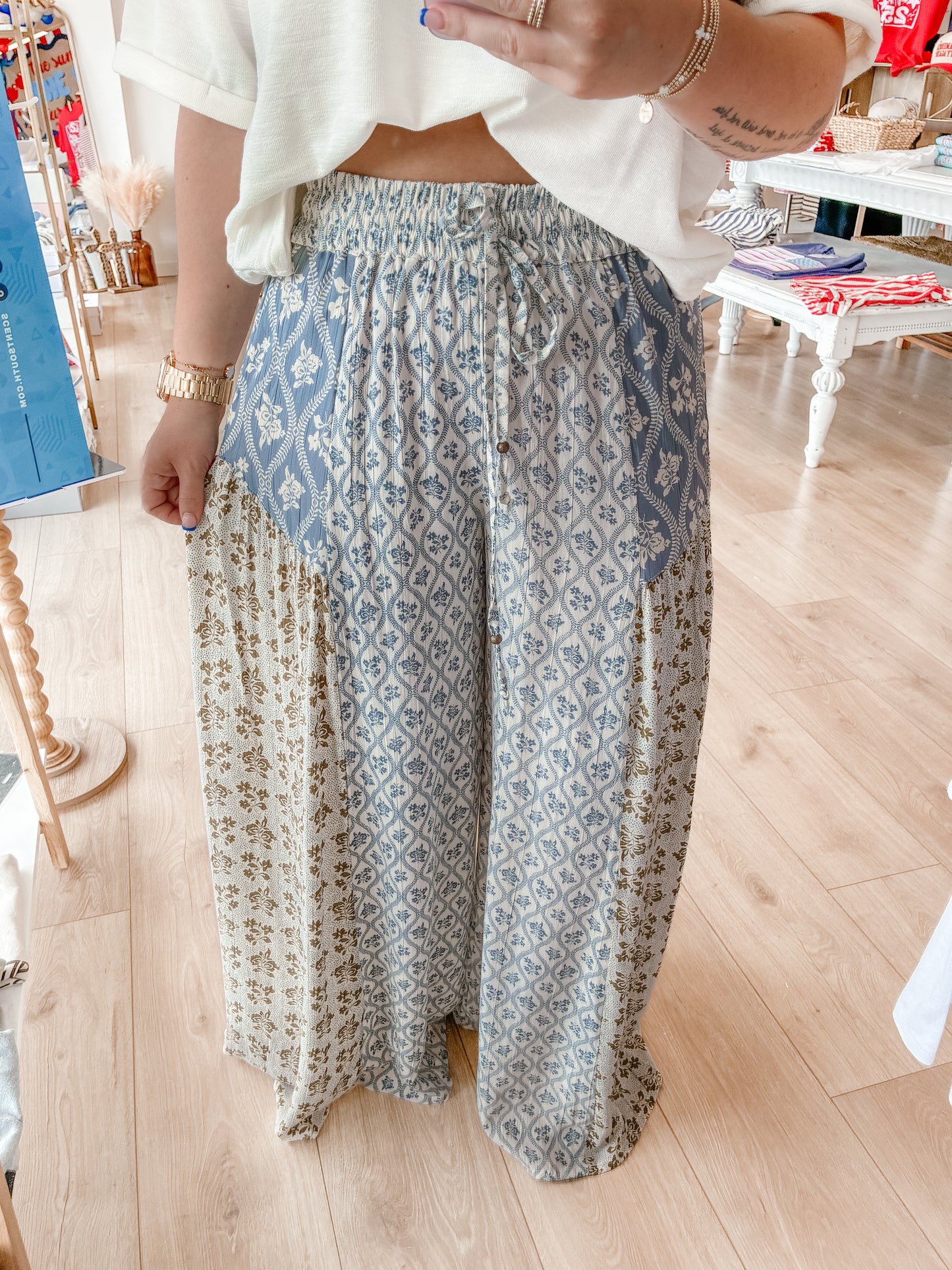 Antiquing Wide Leg Pants