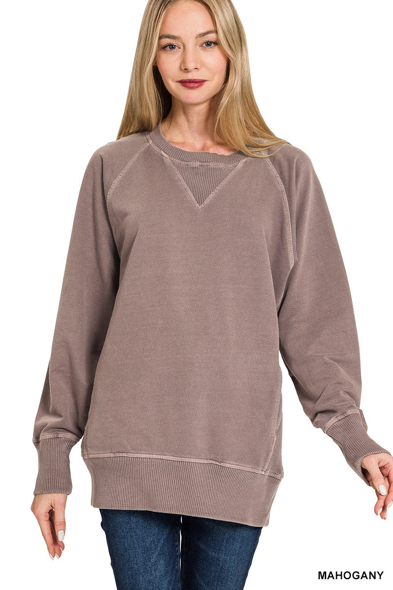 Pigment Dyed French Terry Pullover With Pockets