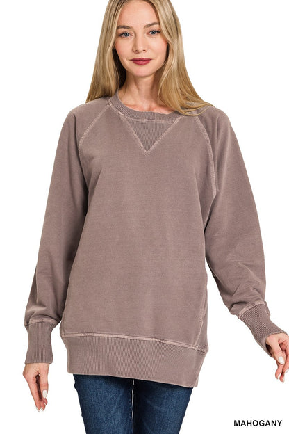 Pigment Dyed French Terry Pullover With Pockets