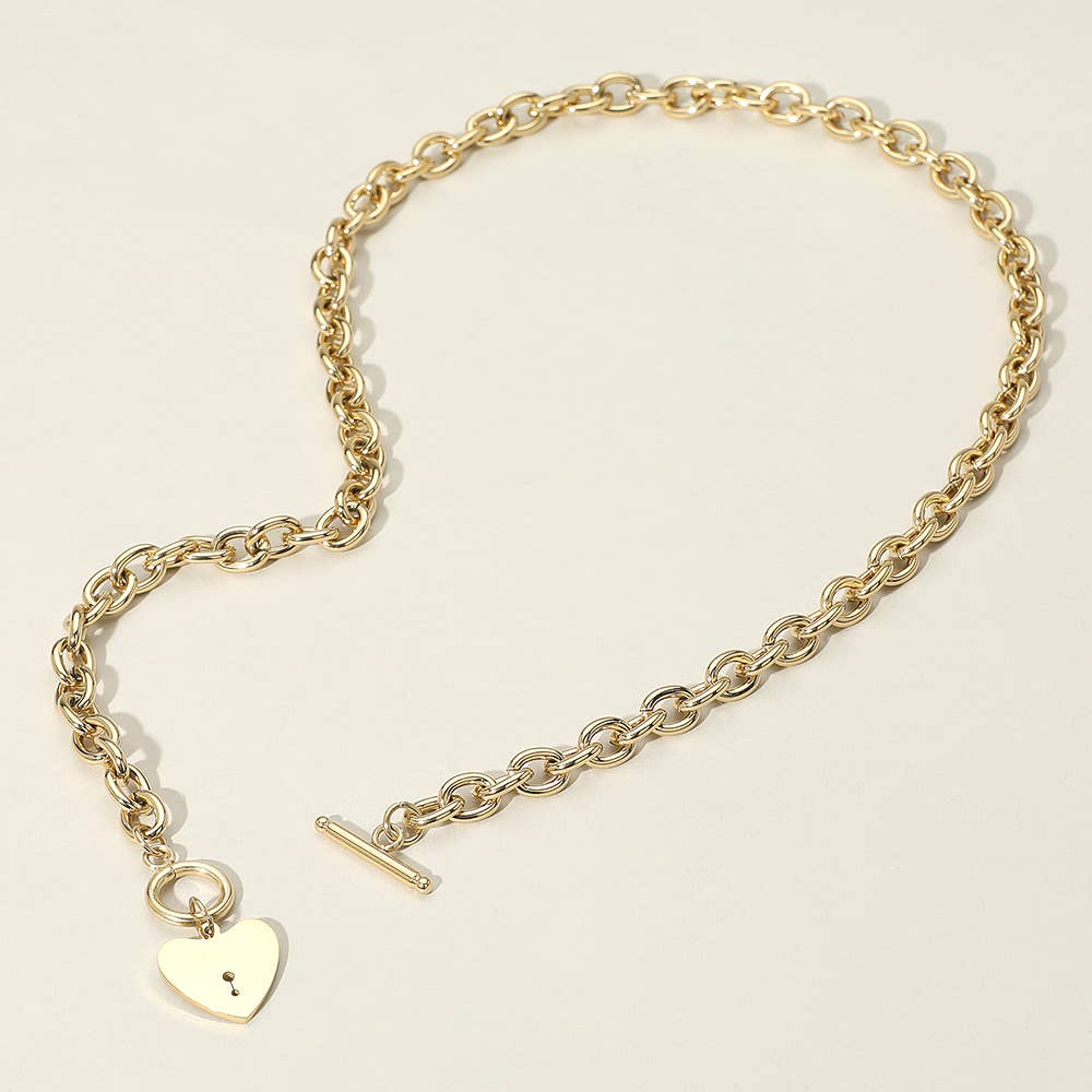 Lock Toggle Necklace: Gold