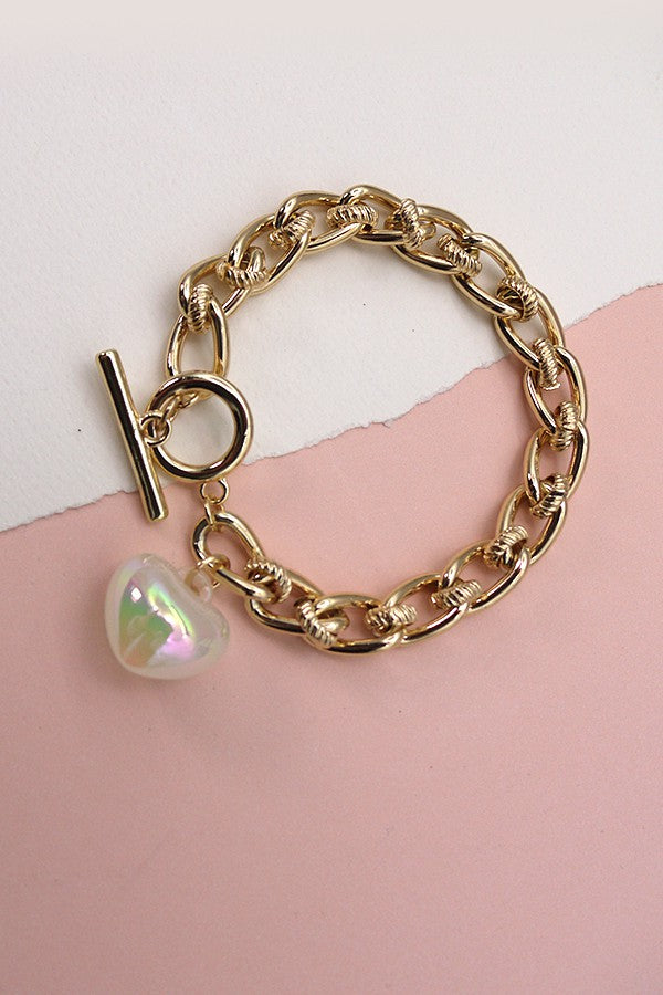 Iridescent Heart Toggle Bracelet