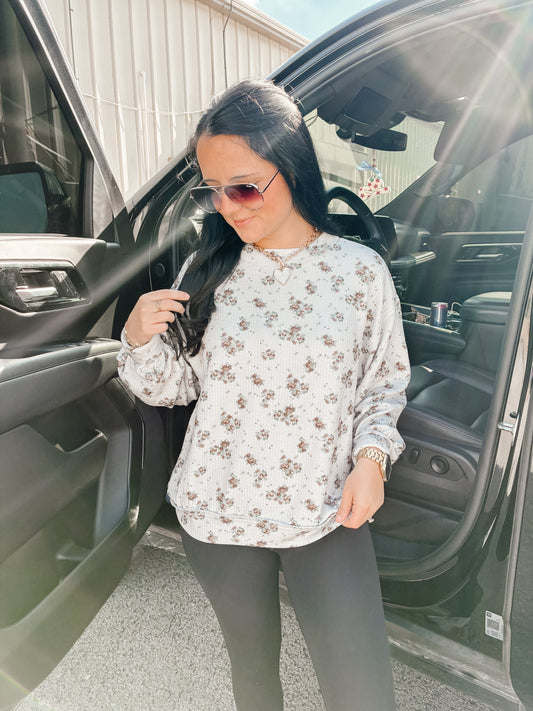 Faded Petals Knit Longsleeve Top
