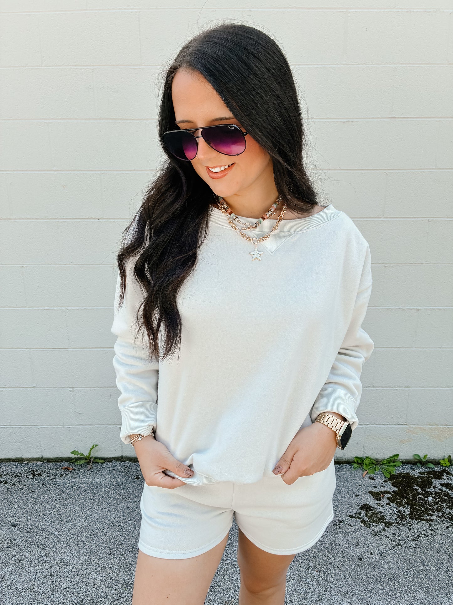 Cozy Day Fleece Short Set - Bone