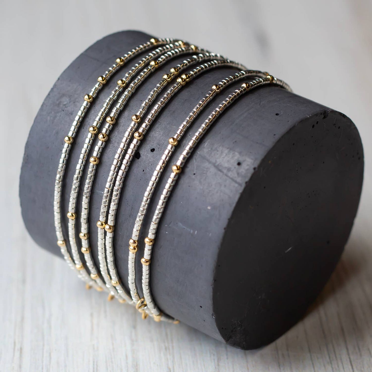 Confetti Beaded Bangle-Silver, Adjustable  Bracelets