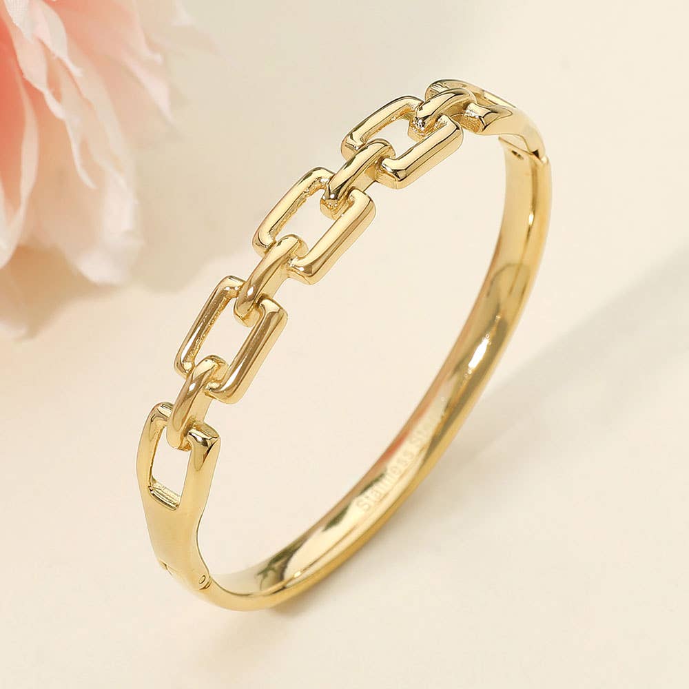 Stainless Chain Hinged Bangle Bracelet