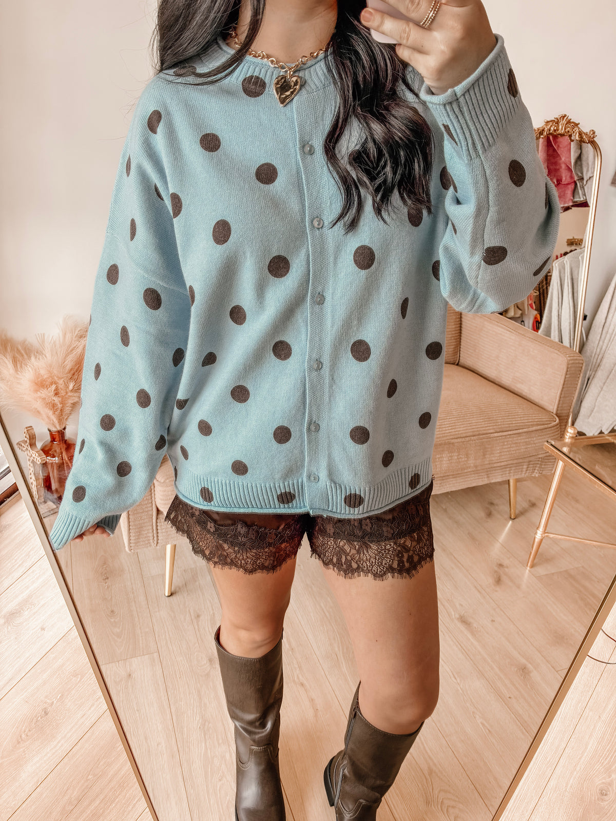 Fancied Up Satin Lace Shorts - Dk Brown